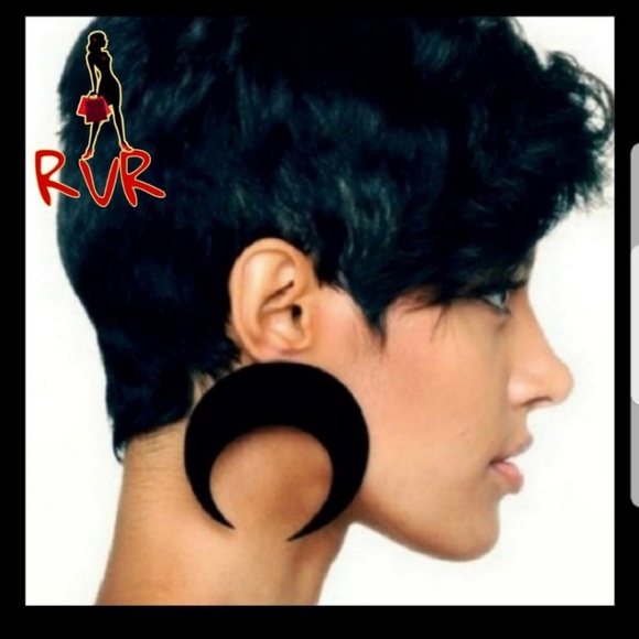 Redvelvetrebel Jewelry - 🖤🌜🌚BOHO BIG BLACK MOON DANGLE EARRINGS